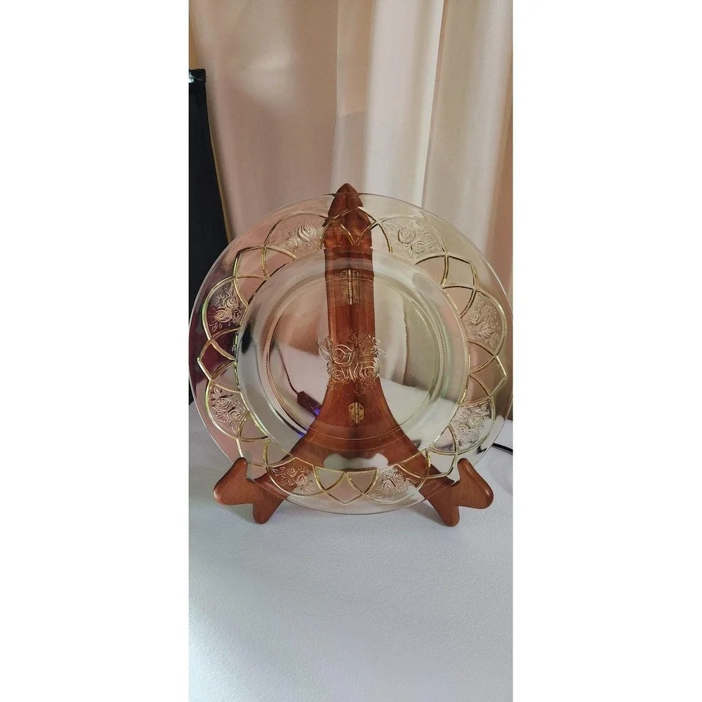 Vintage Federal Glass Madrid Amber Depression Glass Dinner Plate Scalloped 10in